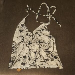 Reformation Black and White Paisley Camisole